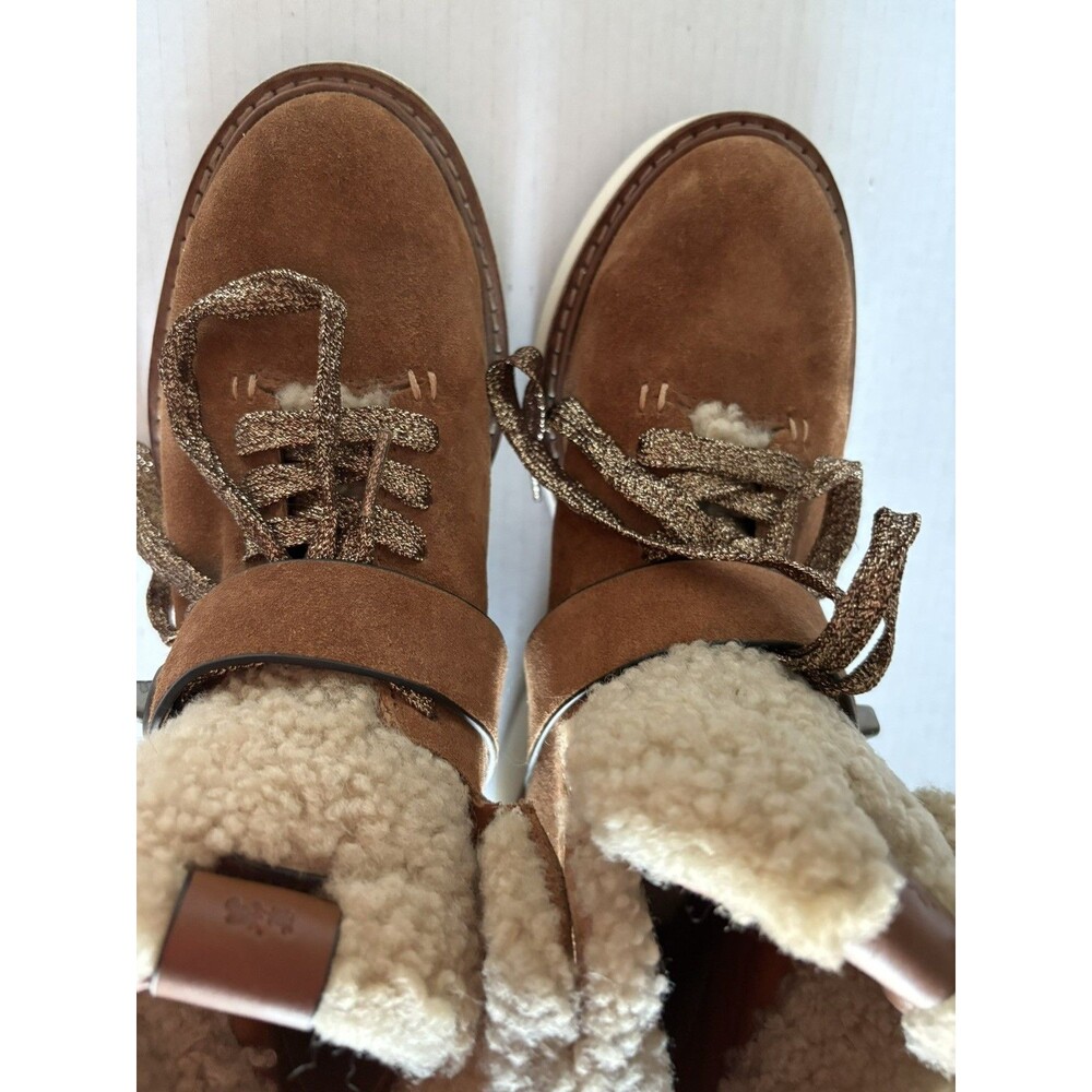 Coach Bootie Urban Hiker Shearling Suede Boot 6.5 Chestnut